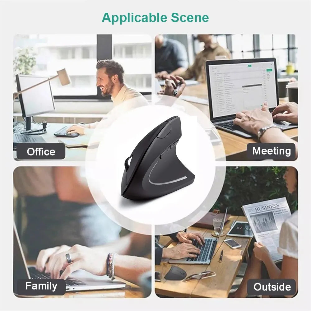Wrist Ease Vertical Mouse – Ergonomic, Rechargeable & Adjustable DPI
