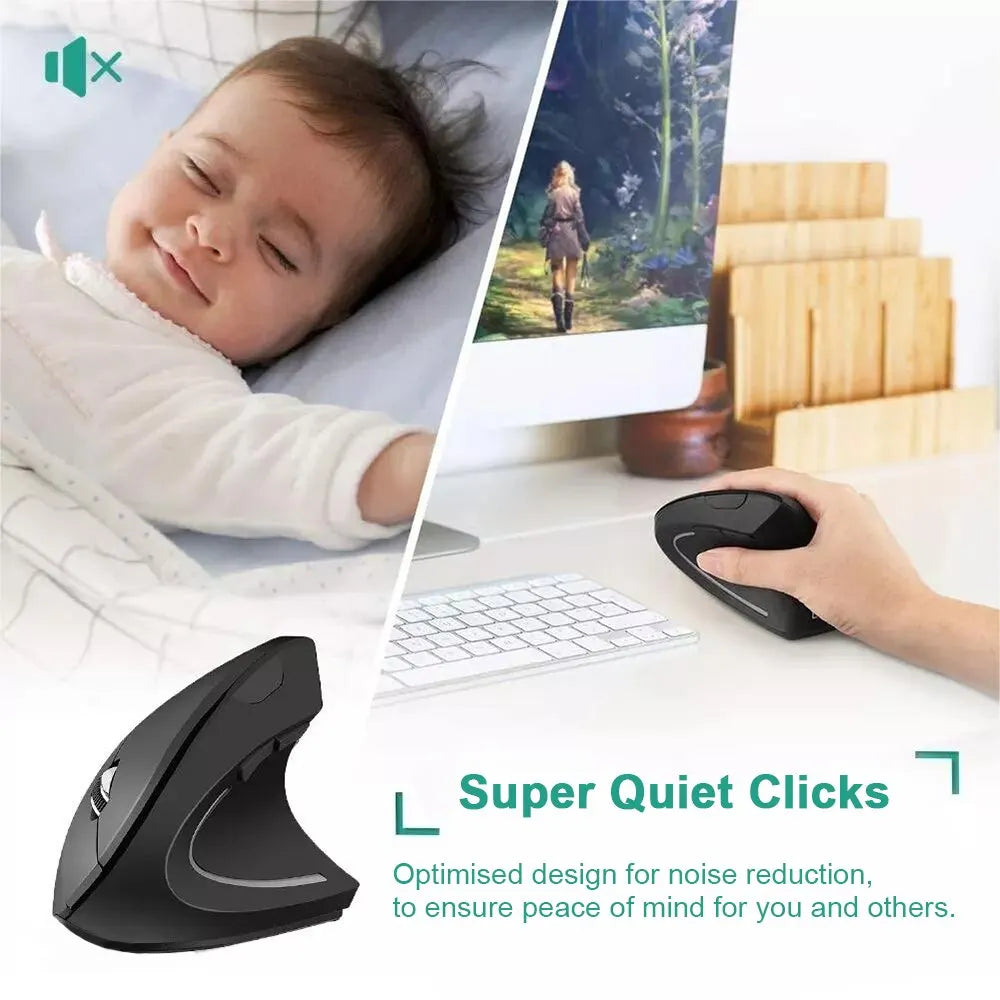 Wrist Ease Vertical Mouse – Ergonomic, Rechargeable & Adjustable DPI