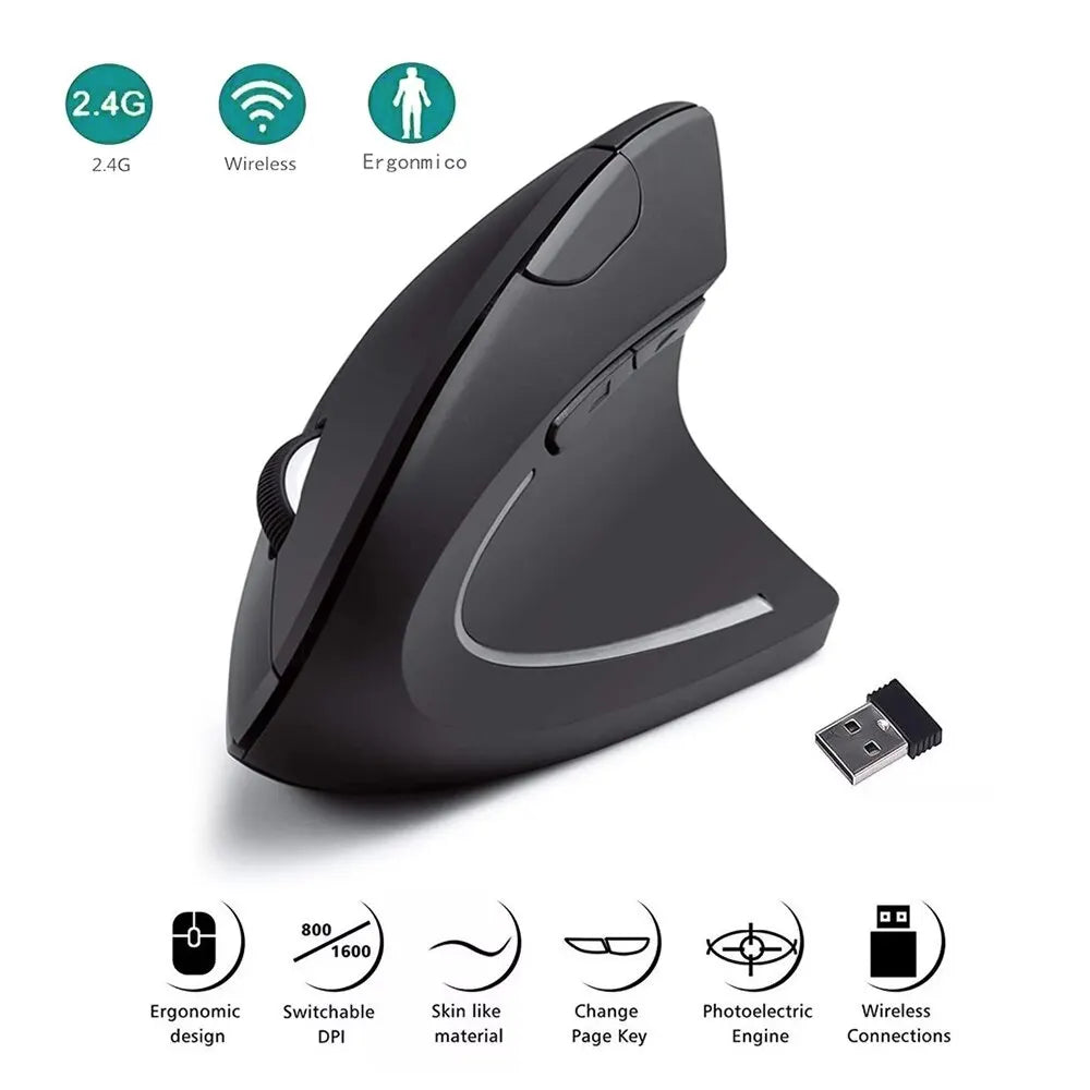 Wrist Ease Vertical Mouse – Ergonomic, Rechargeable & Adjustable DPI