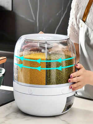 1Pc Rotating Food Dispenser, Household 3.5Kg Grain Barrel, Divider Sealed Container, Food-Grade Rice Barrel, Kitchen Storage Organizer