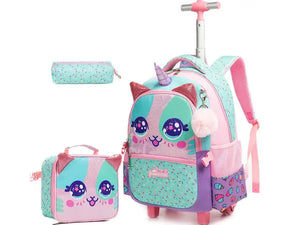 Kids rolling backpack with lunch bag -free shipping