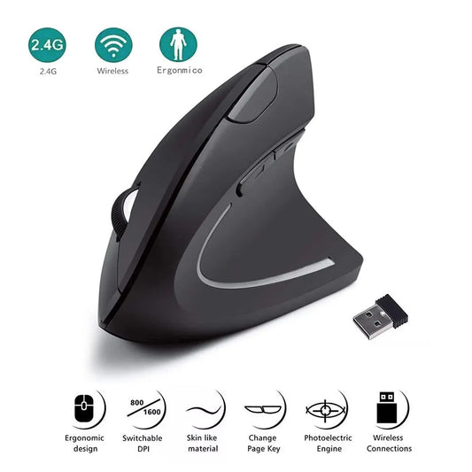 Wrist Ease Vertical Mouse – Ergonomic, Rechargeable & Adjustable DPI